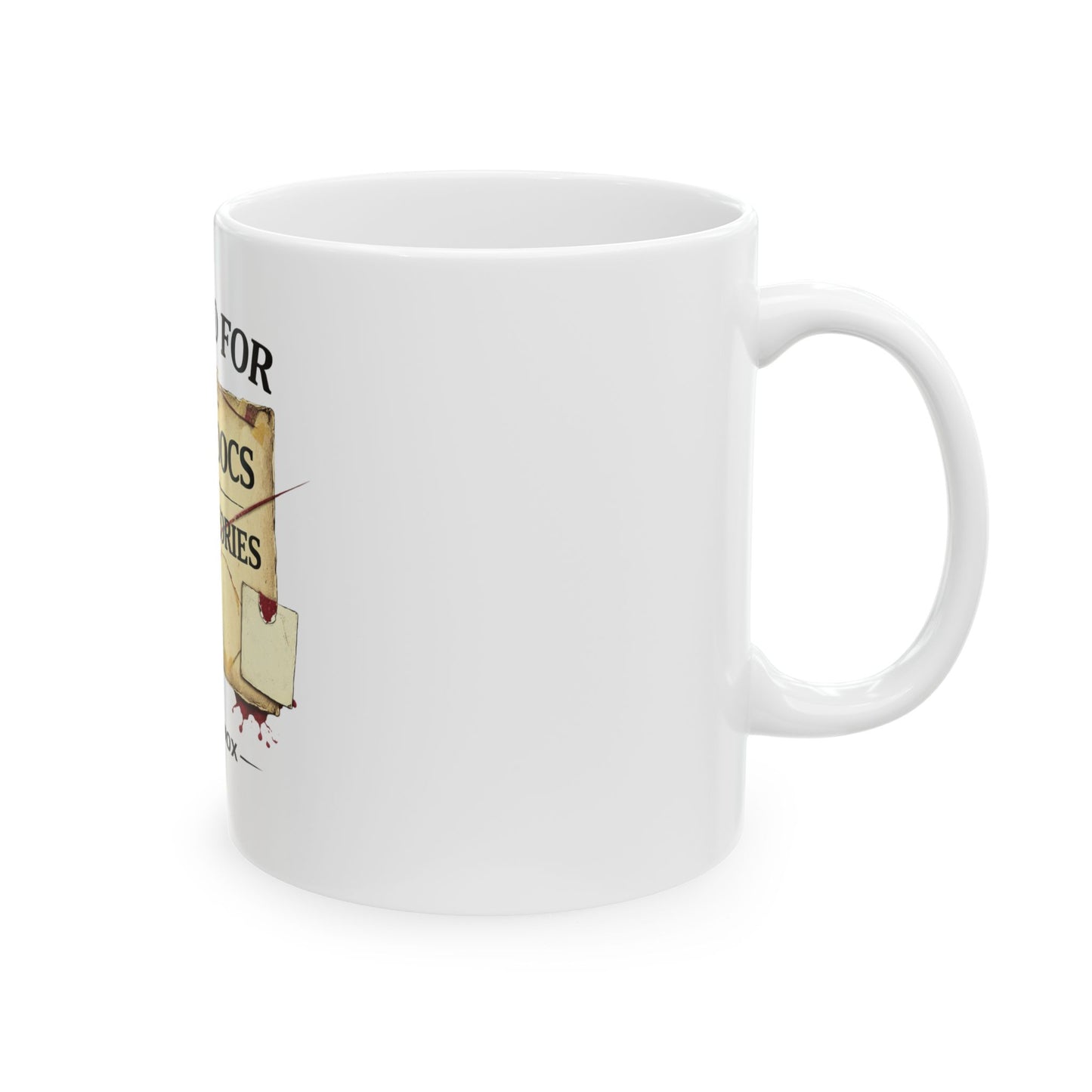 Mortavox Brewed for Crime Docs & Bad Theories Mug, 11 oz