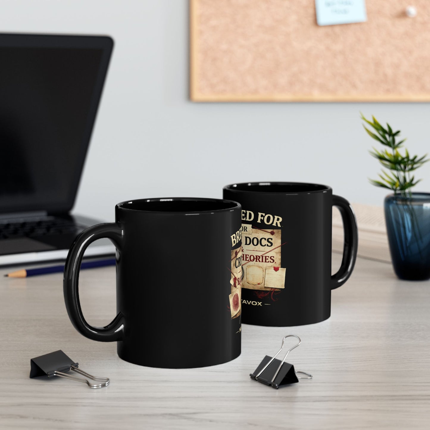 Mortavox Brewed for Crime Docs & Bad Theories Mug, 11 oz