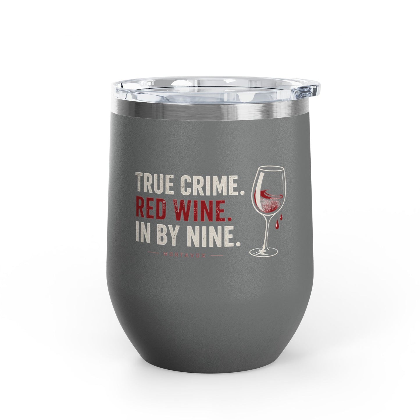 True Crime, Red Wine, in Bed by Nine Wine Tumbler, 12oz