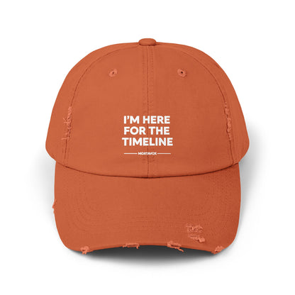 I’m Here For The Timeline – Distressed Cotton Hat (Mortavox)