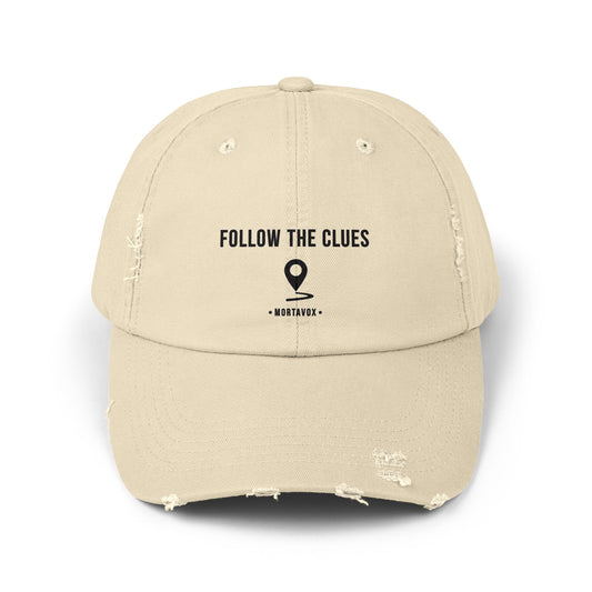 Follow the Clues – Distressed Cotton Hat (Mortavox)