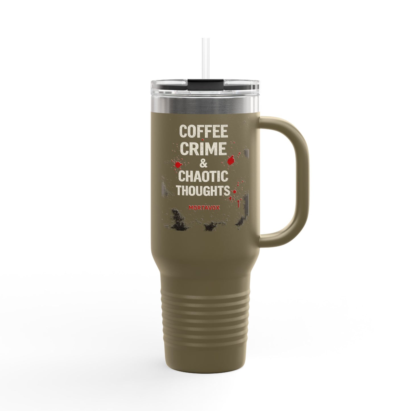 Coffee, Crime & Chaotic Thoughts Insulated Travel Mug, 40oz