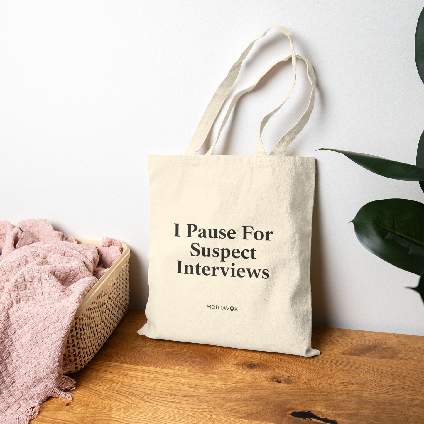 I Pause for Suspects Tote Bag (True Crime Humor)