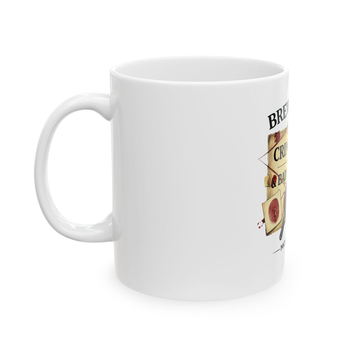 Mortavox Brewed for Crime Docs & Bad Theories Mug, 11 oz