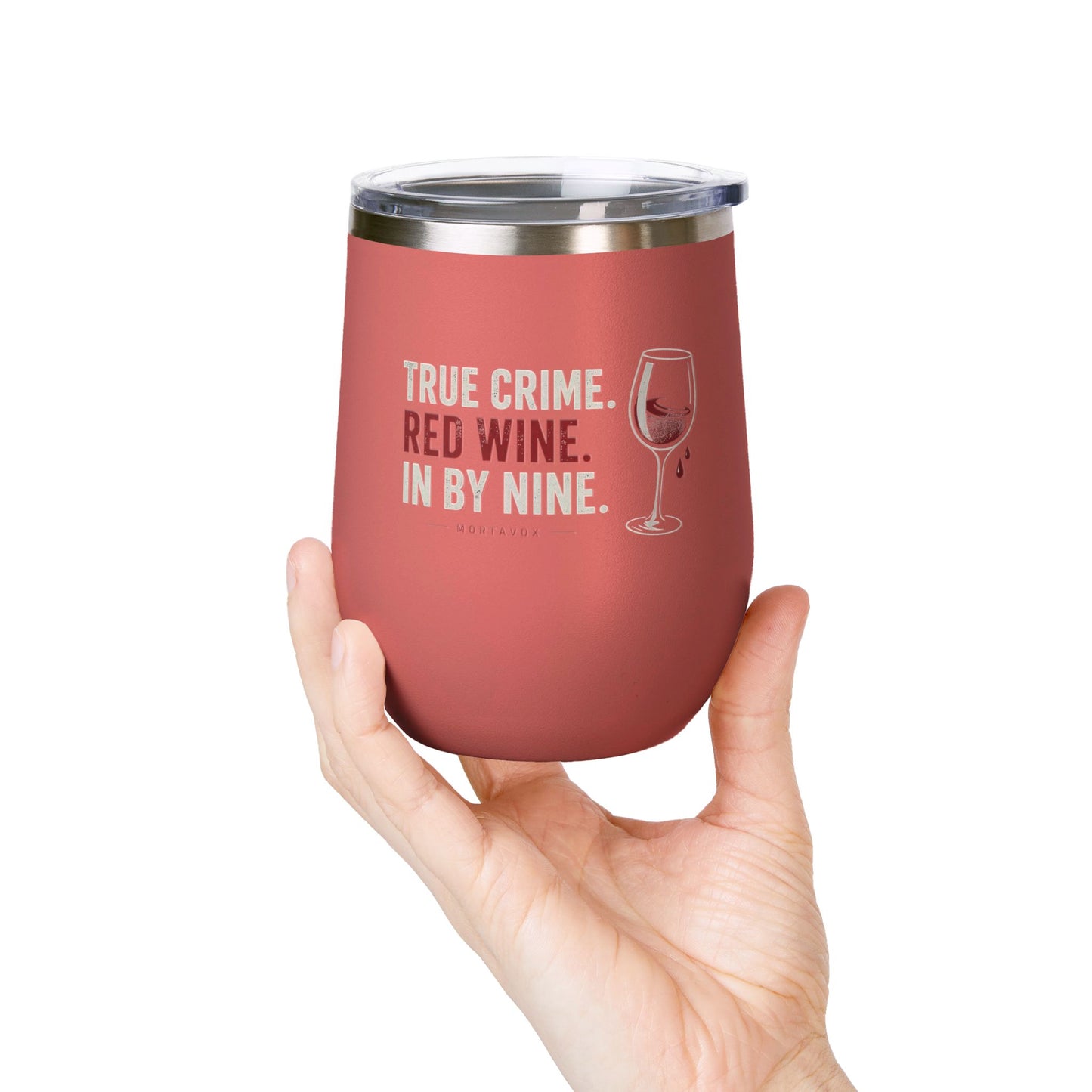True Crime, Red Wine, in Bed by Nine Wine Tumbler, 12oz