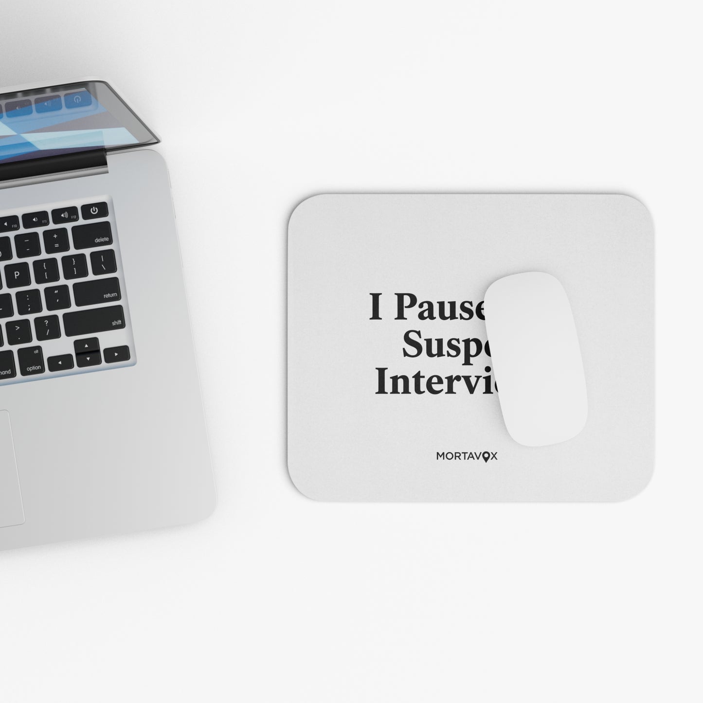 True Crime Mouse Pad — “I Pause for Suspect Interviews” Rectangle Desk Pad