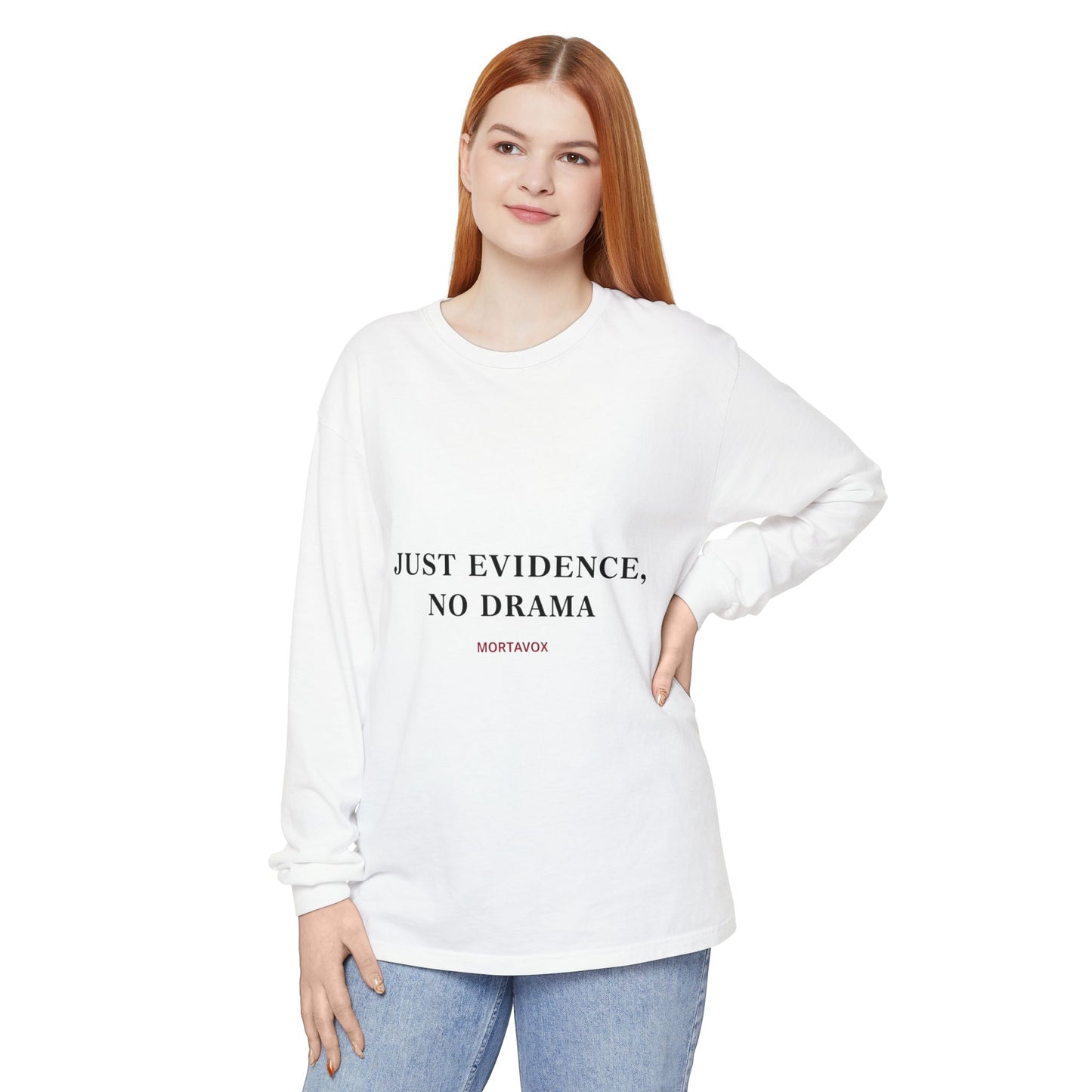 True Crime Long Sleeve — "No Drama, Just Evidence" Tee
