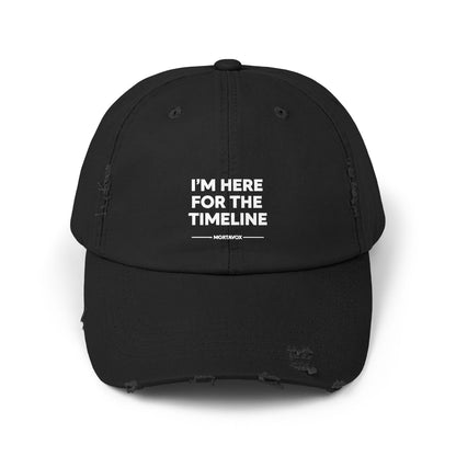 I’m Here For The Timeline – Distressed Cotton Hat (Mortavox)