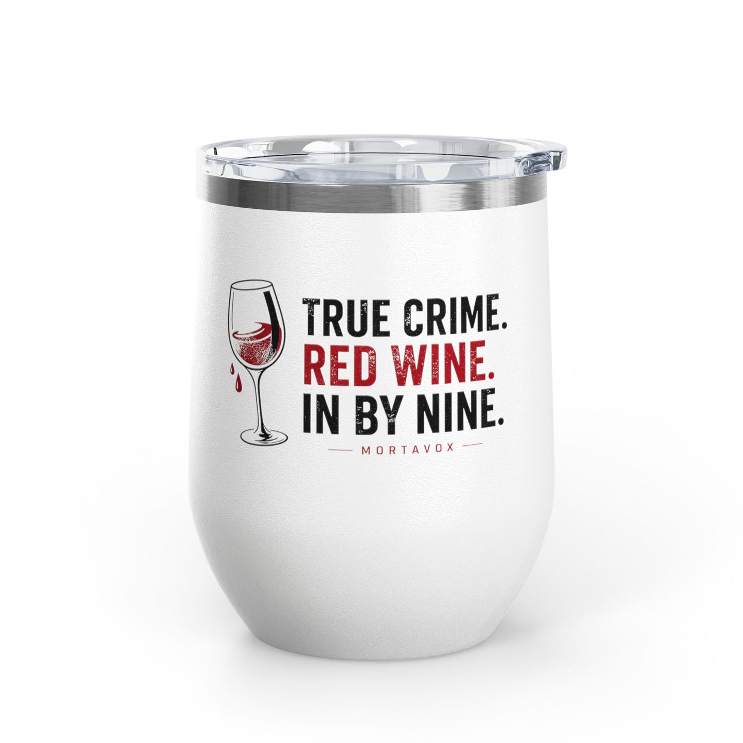 True Crime, Red Wine, in Bed by Nine Wine Tumbler, 12oz